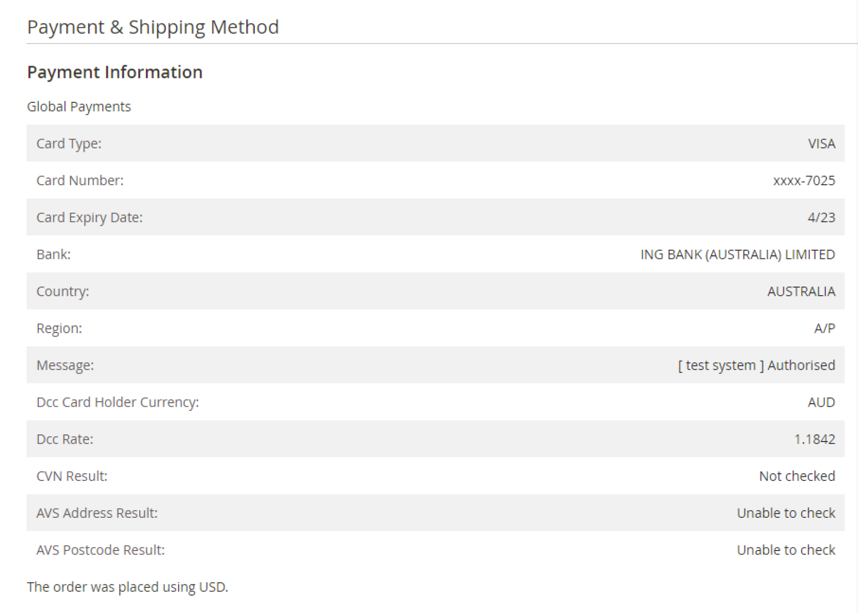 Payment & shipment method 