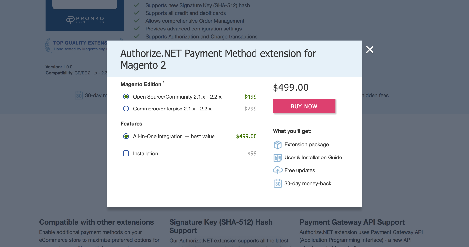 Authorize.net payment extension