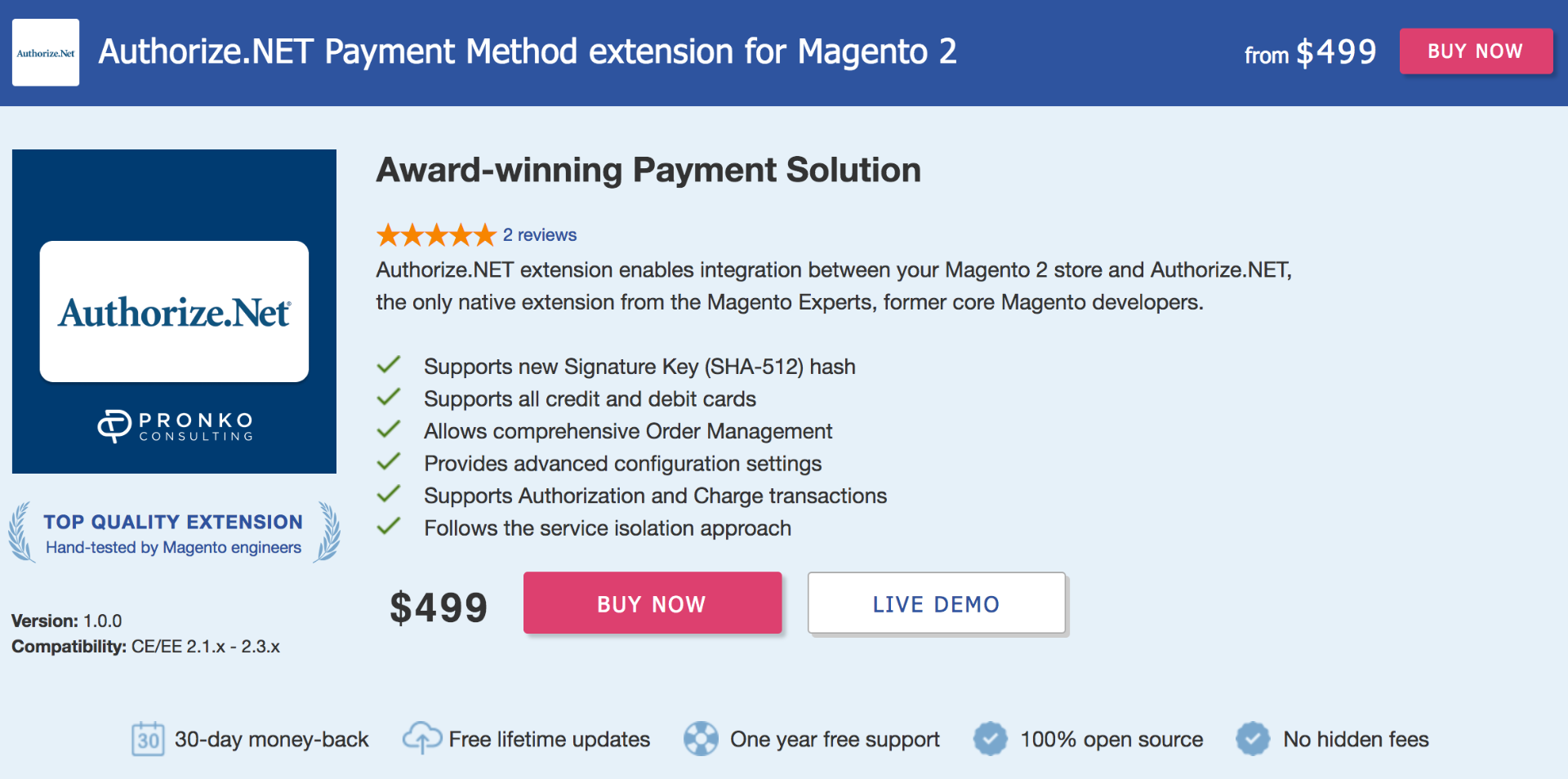 Authorize.net payment extension for Magento 2