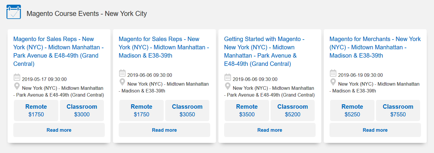 Magento Course Events